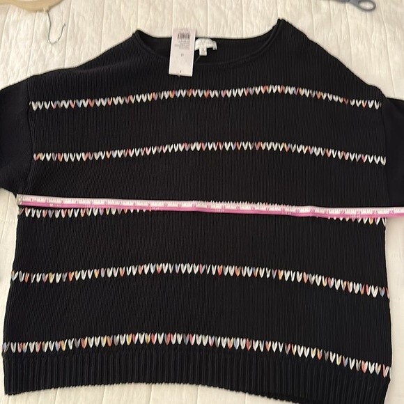 NWT New Direction Rainbow Tape Stripe Oversized Sweater Size M - Picture 7 of 11